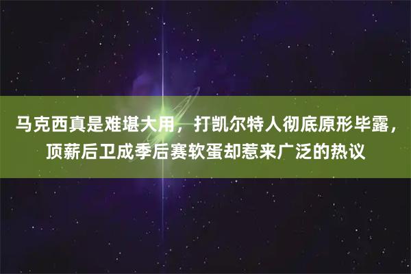 马克西真是难堪大用，打凯尔特人彻底原形毕露，顶薪后卫成季后赛软蛋却惹来广泛的热议